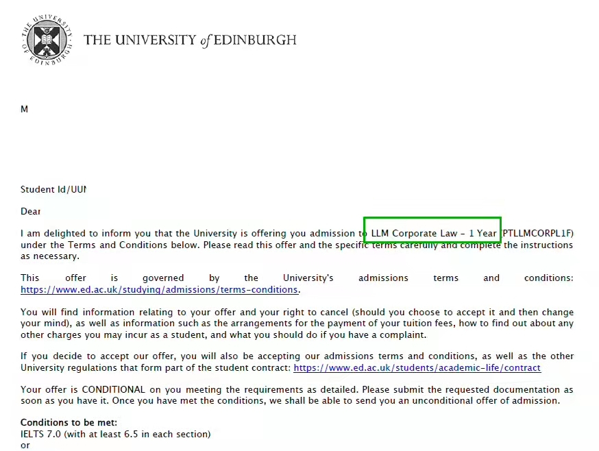 University of Edinburgh ；LLM Corporate Law； 爱丁堡大学；公司法法学硕士