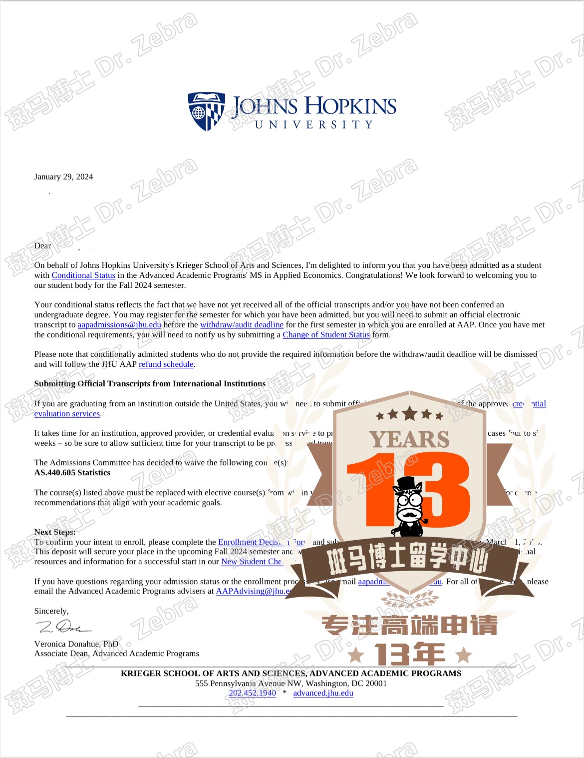 斑马博士，斑马博士留学中心，约翰霍普金斯大学，Johns Hopkins University（JHU），MS in Applied Economics，应用经济学硕士