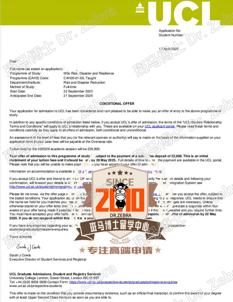 斑马博士，斑马博士留学中心，伦敦大学学院，University College London（UCL），Risk, Disaster and Resilience MSc，风险、灾害与复原力理学硕士