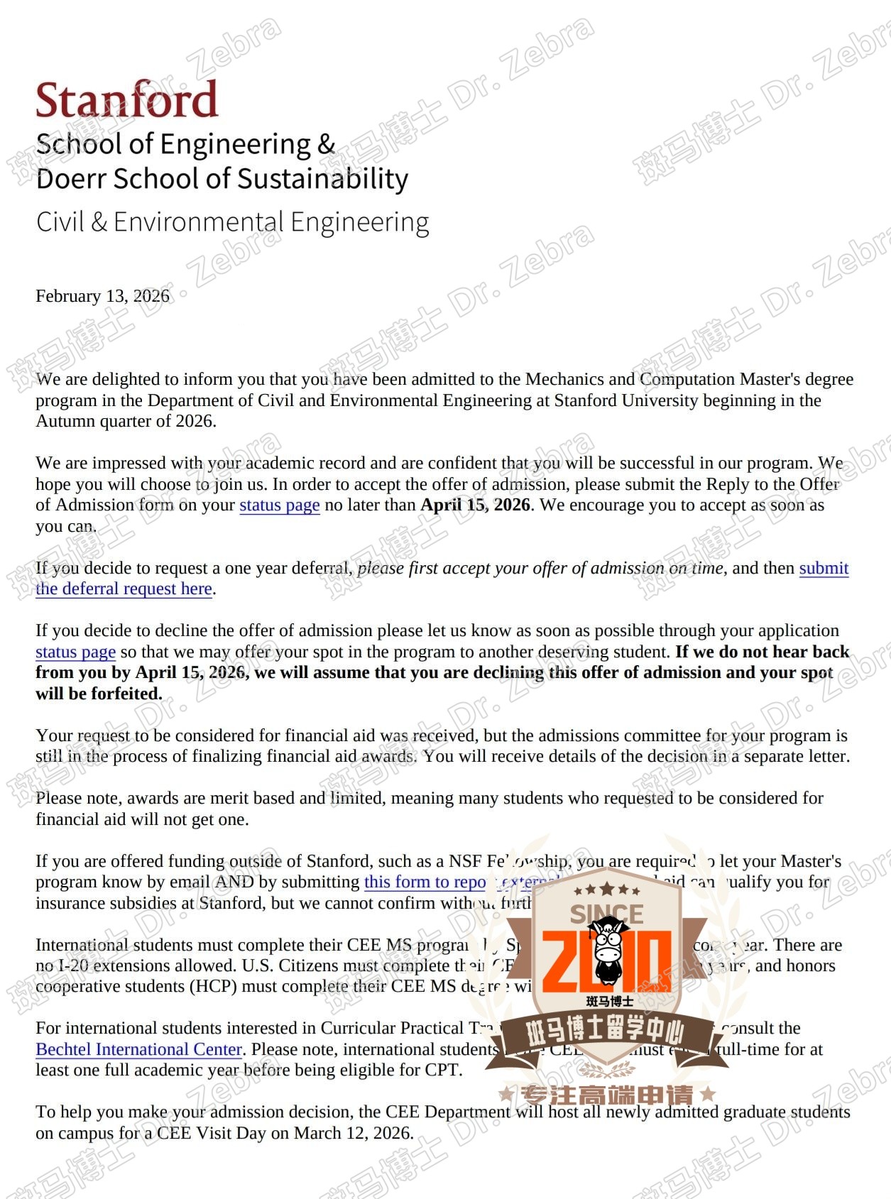 Stanford University MS Mechanics & Computation硕士录取！